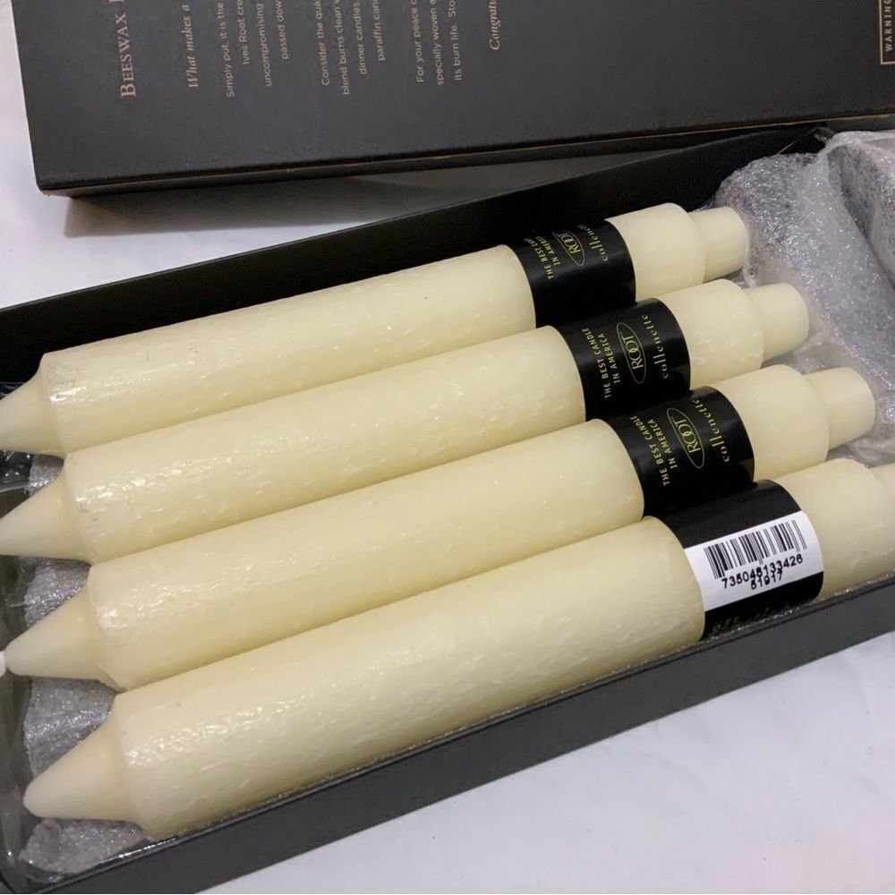 4 Root Candles Timberline collenette 9” tempered  base ivory